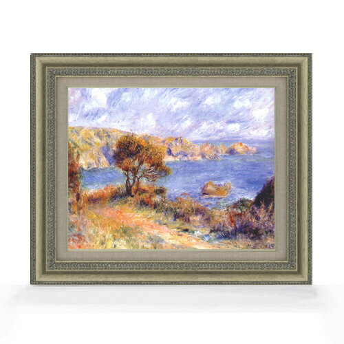 【油絵 直筆仕上げ】ルノワール ガーンジーの風景 F6 【額入り】 絵画 販売 6号 油彩 風景画 558×467mm..
