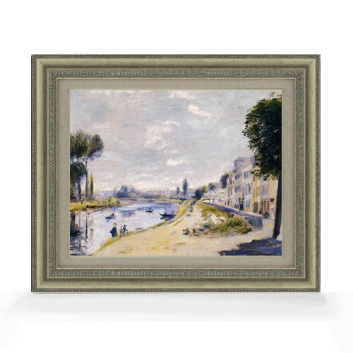 Rakuten - 【油絵 直筆仕上げ】ルノワール セーヌ川の畔 F6 【額入り】 絵画 販売 6号 油彩 風景画 558×467mm 複製画 送料無料 プレゼント ギフト 開店祝い 開業祝い 退職祝い 新築祝い リビング 玄関 モダン アートフレーム 壁掛け