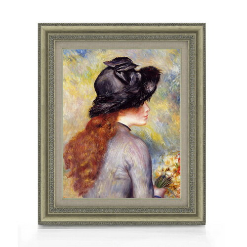 【油絵 直筆仕上げ】ルノワール チューリップの花束を持つ少女 F6 【額入り】 絵画 販売 6号 油彩 人物..