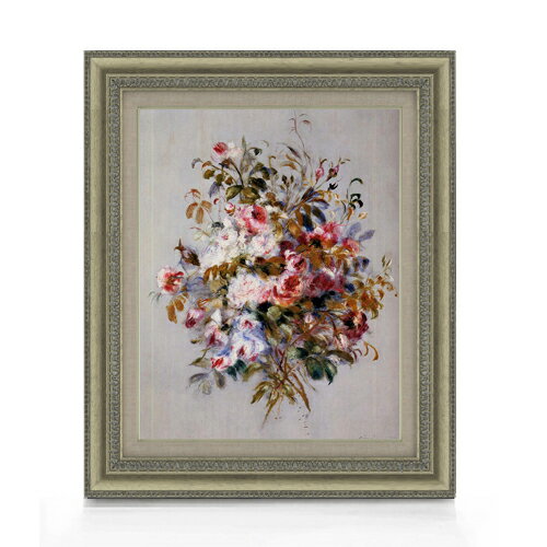 【油絵 直筆仕上げ】ルノワール ローズのブーケ F6 【額入り】 絵画 販売 6号 油彩 静物画 558×467mm 複製画 送料無料 プレゼント ギフト 開店祝い 開業祝い 退職祝い 新築祝い リビング 玄関 モダン アートフレーム 壁掛け