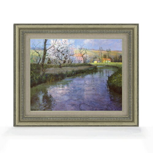 Rakuten - 【油絵 直筆仕上げ】フリット・タヴロー フレンチリバーの風景 F6 【額入り】 絵画 販売 6号 油彩 風景画 558×467mm 複製画 送料無料 プレゼント ギフト 開店祝い 開業祝い 退職祝い 新築祝い リビング 玄関 モダン アートフレーム 壁掛け