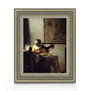 【油絵 直筆仕上げ】フェルメール リュートを調弦する女 F6 【額入り】 絵画 販売 6号 油彩 人物画 558×467mm 複製画 送料無料 プレゼント ギフト 開店祝い 開業祝い 退職祝い 新築祝い リビング 玄関 モダン アートフレーム 壁掛け