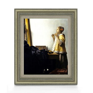 【油絵 直筆仕上げ】フェルメール 真珠の首飾りの女 F6 【額入り】 絵画 販売 6号 油彩 人物画 558×467mm 複製画 送料無料 プレゼント ギフト 開店祝い 開業祝い 退職祝い 新築祝い リビング 玄関 モダン アートフレーム 壁掛け