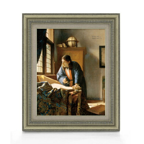 【油絵 直筆仕上げ】フェルメール 地理学者 F6 【額入り】 絵画 販売 6号 油彩 人物画 558×467mm 複製..
