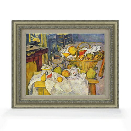 【油絵 直筆仕上げ】セザンヌ 果物籠のある静物 F6 【額入り】 絵画 販売 6号 油彩 人物画 558×467mm ..