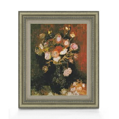 【油絵 直筆仕上げ】ゴッホ シオンとフロックスのある花瓶 F6 【額入り】 絵画 販売 6号 油彩 静物画 5..