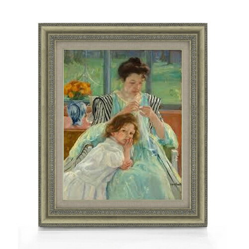 【油絵 直筆仕上げ】メアリー・カサット Young Mother Sewing F6 【額入り】 絵画 販売 6号 油彩 人物画 558×467mm 複製画 送料無料 プレゼント ギフト 開店祝い 開業祝い 退職祝い 新築祝い リビング 玄関 モダン アートフレーム 壁掛け