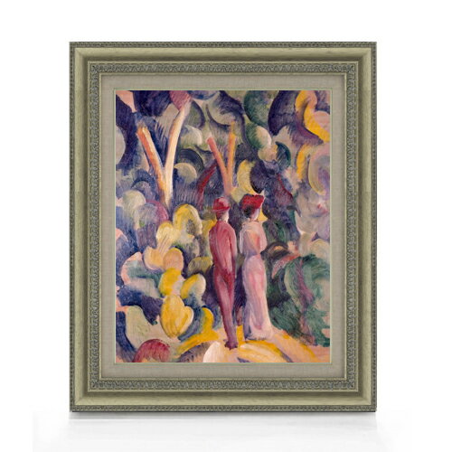 【油絵 直筆仕上げ】アウグスト・マッケ Couple on the Forest Track F6 【額入り】 絵画 販売 6号 油彩 抽象画 558×467mm 複製画 送料無料 プレゼント ギフト 開店祝い 開業祝い 退職祝い 新築祝い リビング 玄関 モダン アートフレーム 壁掛け