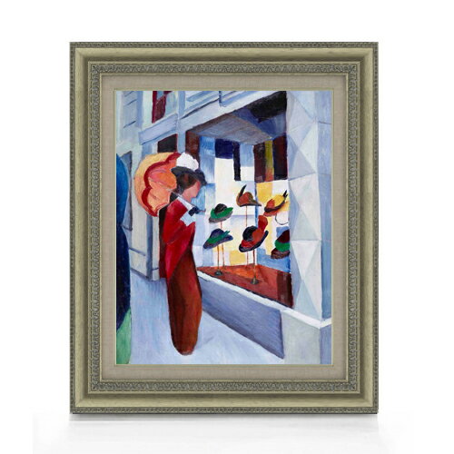 絵自体（キャンバス）の大きさ　410×318mm 表面アクリル透明保護板　額縁吊り紐　付属 ※一部在庫商品は早期出荷可能の場合がございます。 お急ぎに際は別途Eメールにてお問い合わせください。 お問い合わせメールアドレス 　shopmaster@artrest.jp 【留意事項】 ※注文個数によりお届け日が変わることがあります。 ※直筆仕上げ商品のため色彩が若干異なる場合がございますので 予めご了承くださいませ。 絵画 販売 インテリア 油絵 油彩 壁掛け 複製画 風景画 ゴッホ モネ ルノワール その他 静物画 肖像画 アート プレゼント 開業祝い 退職祝い 新築祝い 玄関 リビングアート 風水 縁起 フレーム 贈り物アウグスト・マッケ Milliner's