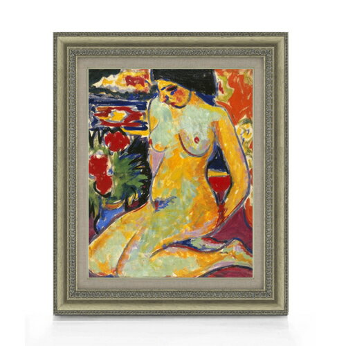 Rakuten - 【油絵 直筆仕上げ】キルヒナー Nude (Portrait of Dodo) F6 【額入り】 絵画 販売 6号 油彩 抽象画 558×467mm 複製画 送料無料 プレゼント ギフト 開店祝い 開業祝い 退職祝い 新築祝い リビング 玄関 モダン アートフレーム 壁掛け