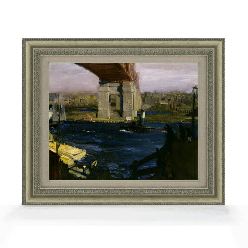 【油絵 直筆仕上げ】ジョージ・ベローズ Bridge, Blackwell’s Island F6 【額入り】 絵画 販売 6号 油彩 風景画 558×467mm 複製画 送料無料 プレゼント ギフト 開店祝い 開業祝い 退職祝い 新築祝い リビング 玄関 モダン アートフレーム 壁掛け