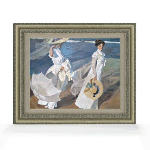 ソローリャ Strolling along the Seashore F6  絵画 販売 6号 油彩 人物画 558×467mm 複製画 送料無料 プレゼント ギフト 開店祝い 開業祝い 退職祝い 新築祝い リビング 玄関 モダン アートフレーム 壁掛け