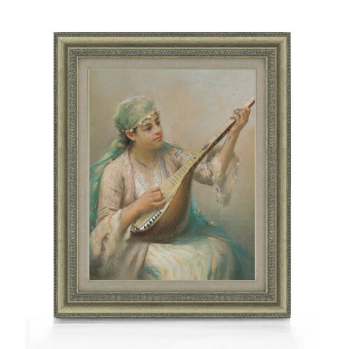 Rakuten - 【油絵 直筆仕上げ】ファウストゾナロ Woman Playing a String Instrument F6 【額入り】 絵画 販売 6号 油彩 人物画 558×467mm 複製画 送料無料 プレゼント ギフト 開店祝い 開業祝い 退職祝い 新築祝い リビング 玄関 モダン アートフレーム 壁掛け
