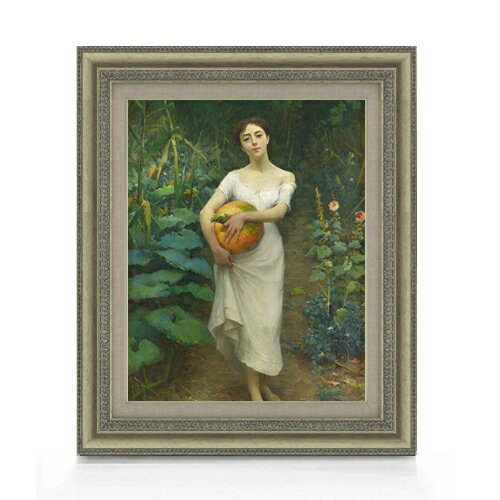 【油絵 直筆仕上げ】ファウストゾナロ Young Girl Carrying a Pumpkin F6 【額入り】 絵画 販売 6号 油彩 人物画 558×467mm 複製画 送料無料 プレゼント ギフト 開店祝い 開業祝い 退職祝い 新築祝い リビング 玄関 モダン アートフレーム 壁掛け