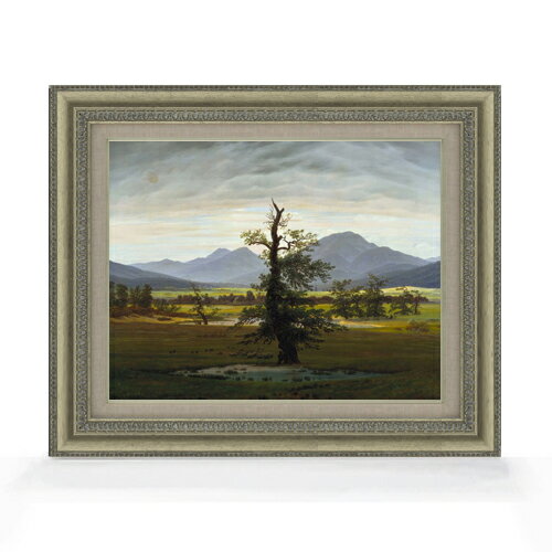 Rakuten - 【油絵 直筆仕上げ】フリードリヒ Solitary Tree F6 【額入り】 絵画 販売 6号 油彩 風景画 558×467mm 複製画 送料無料 プレゼント ギフト 開店祝い 開業祝い 退職祝い 新築祝い リビング 玄関 モダン アートフレーム 壁掛け