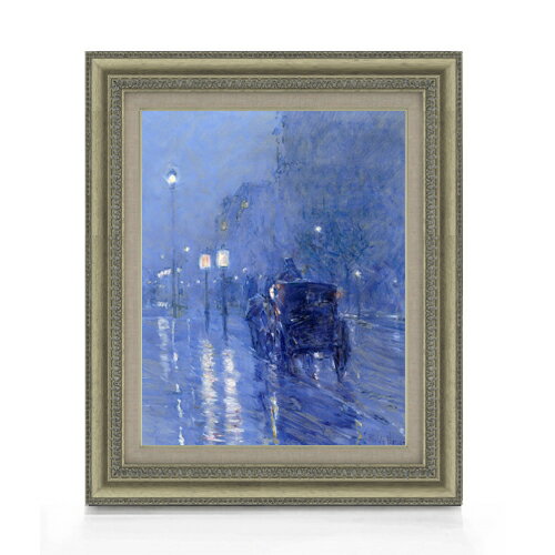 樂天商城 - 【油絵 直筆仕上げ】フレデリック・チャイルド・ハッサム Rainy Midnight F6 【額入り】 絵画 販売 6号 油彩 風景画 558×467mm 複製画 送料無料 プレゼント ギフト 開店祝い 開業祝い 退職祝い 新築祝い リビング 玄関 モダン アートフレーム 壁掛け