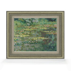 【油絵 直筆仕上げ】モネ 睡蓮 (デンバー美術館所蔵) F6 【額入り】 絵画 販売 6号 油彩 風景画 558×467mm 複製画 送料無料 プレゼント ギフト 開店祝い 開業祝い 退職祝い 新築祝い リビング 玄関 モダン アートフレーム 壁掛け