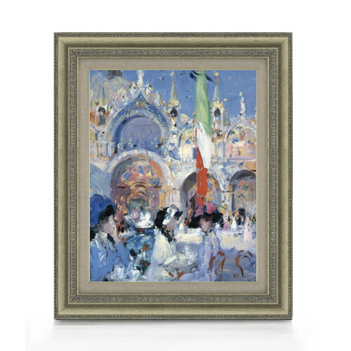 Rakuten - 【油絵 直筆仕上げ】カデル フロリアンのカフェ、ヴェネツィア F6 【額入り】 絵画 販売 6号 油彩 抽象画 558×467mm 複製画 送料無料 プレゼント ギフト 開店祝い 開業祝い 退職祝い 新築祝い リビング 玄関 モダン アートフレーム 壁掛け