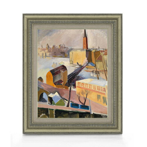 Rakuten - 【油絵 直筆仕上げ】グリューネヴァルト リッダルホルム教会 F6 【額入り】 絵画 販売 6号 油彩 抽象画 558×467mm 複製画 送料無料 プレゼント ギフト 開店祝い 開業祝い 退職祝い 新築祝い リビング 玄関 モダン アートフレーム 壁掛け