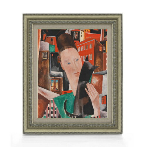 Rakuten - 【油絵 直筆仕上げ】シュテゲマン Frau und schwarze Katze F6 【額入り】 絵画 販売 6号 油彩 抽象画 558×467mm 複製画 送料無料 プレゼント ギフト 開店祝い 開業祝い 退職祝い 新築祝い リビング 玄関 モダン アートフレーム 壁掛け