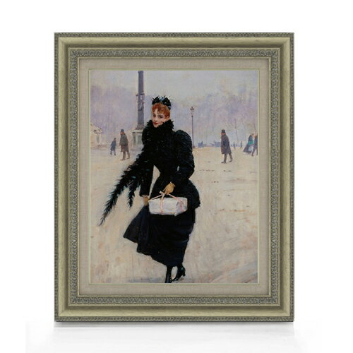 【油絵 直筆仕上げ】ジャン・ベロー コンコルド広場のパリジェンヌ F6 【額入り】 絵画 販売 6号 油彩 人物画 558×467mm 複製画 送料無料 プレゼント ギフト 開店祝い 開業祝い 退職祝い 新築祝い リビング 玄関 モダン アートフレーム 壁掛け