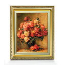 【油絵 直筆仕上げ】ルノワール Bouquet of Roses ばら F6 【額入り】 絵画 販売 6号 油彩 静物画 554×463mm 複製画 送料無料 プレゼント ギフト 開店祝い 開業祝い 退職祝い 新築祝い リビング 玄関 モダン アートフレーム 壁掛け