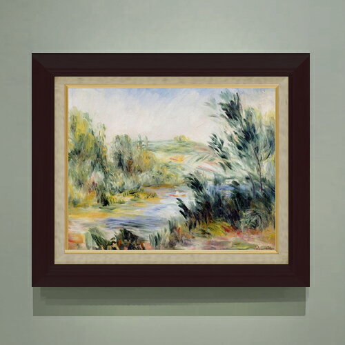 【油絵 直筆仕上げ】ルノワール 川岸にて、ボートを漕ぐ F6 【額入り】 絵画 販売 6号 油彩 風景画 556×465mm 複製画 送料無料 プレゼント ギフト 開店祝い 開業祝い 退職祝い 新築祝い リビング 玄関 モダン アートフレーム 壁掛け