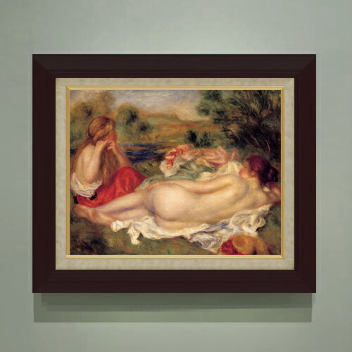 油彩 - 【油絵 直筆仕上げ】ルノワール 二人の浴女 F6 【額入り】 絵画 販売 6号 油彩 人物画 556×465mm 複製画 送料無料 プレゼント ギフト 開店祝い 開業祝い 退職祝い 新築祝い リビング 玄関 モダン アートフレーム 壁掛け
