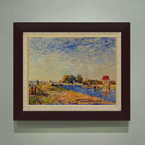 樂天商城 - 【油絵 直筆仕上げ】シスレー セーヌ・エ・マルヌの朝日 F6 【額入り】 絵画 販売 6号 油彩 風景画 556×465mm 複製画 送料無料 プレゼント ギフト 開店祝い 開業祝い 退職祝い 新築祝い リビング 玄関 モダン アートフレーム 壁掛け