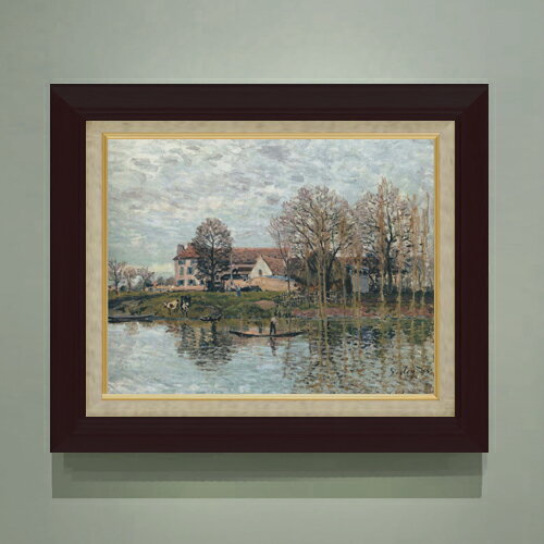 Rakuten - 【油絵 直筆仕上げ】シスレー ポールマルリの風景 F6 【額入り】 絵画 販売 6号 油彩 風景画 556×465mm 複製画 送料無料 プレゼント ギフト 開店祝い 開業祝い 退職祝い 新築祝い リビング 玄関 モダン アートフレーム 壁掛け