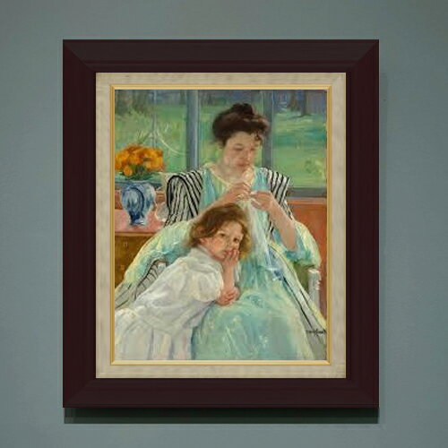 樂天商城 - 【油絵 直筆仕上げ】メアリー・カサット Young Mother Sewing F6 【額入り】 絵画 販売 6号 油彩 人物画 556×465mm 複製画 送料無料 プレゼント ギフト 開店祝い 開業祝い 退職祝い 新築祝い リビング 玄関 モダン アートフレーム 壁掛け