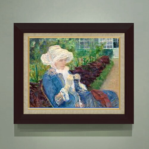 樂天商城 - 【油絵 直筆仕上げ】メアリー・カサット Lydia Crocheting in the Garden at Marly F6 【額入り】 絵画 販売 6号 油彩 人物画 556×465mm 複製画 送料無料 プレゼント ギフト 開店祝い 開業祝い 退職祝い 新築祝い リビング 玄関 モダン アートフレーム 壁掛け