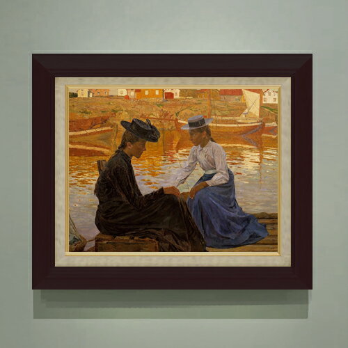 Rakuten - 【油絵 直筆仕上げ】ウィルヘルムセン The BayCarl F6 【額入り】 絵画 販売 6号 油彩 風景画 556×465mm 複製画 送料無料 プレゼント ギフト 開店祝い 開業祝い 退職祝い 新築祝い リビング 玄関 モダン アートフレーム 壁掛け
