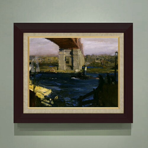 【油絵 直筆仕上げ】ジョージ・ベローズ Bridge, Blackwell’s Island F6 【額入り】 絵画 販売 6号 油彩 風景画 556×465mm 複製画 送料無料 プレゼント ギフト 開店祝い 開業祝い 退職祝い 新築祝い リビング 玄関 モダン アートフレーム 壁掛け
