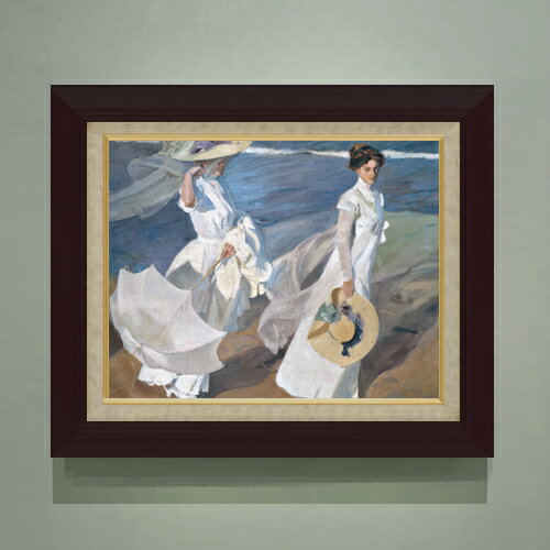 樂天商城 - 【油絵 直筆仕上げ】ソローリャ Strolling along the Seashore F6 【額入り】 絵画 販売 6号 油彩 人物画 556×465mm 複製画 送料無料 プレゼント ギフト 開店祝い 開業祝い 退職祝い 新築祝い リビング 玄関 モダン アートフレーム 壁掛け