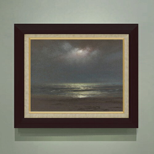 【油絵 直筆仕上げ】トライオン Night The Sea F6 【額入り】 絵画 販売 6号 油彩 風景画 556×465mm 複製画 送料無料 プレゼント ギフト 開店祝い 開業祝い 退職祝い 新築祝い リビング 玄関 モダン アートフレーム 壁掛け ラッピング