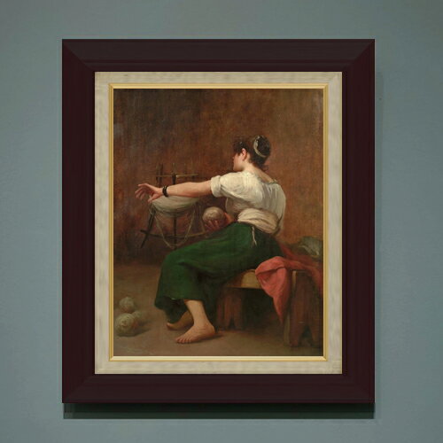 【油絵 直筆仕上げ】ファウストゾナロ Woman Winding Wool F6 【額入り】 絵画 販売 6号 油彩 人物画 556×465mm 複製画 送料無料 プレ..
