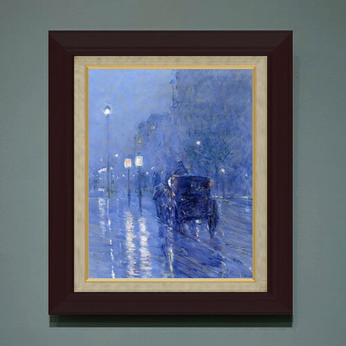 樂天商城 - 【油絵 直筆仕上げ】フレデリック・チャイルド・ハッサム Rainy Midnight F6 【額入り】 絵画 販売 6号 油彩 風景画 556×465mm 複製画 送料無料 プレゼント ギフト 開店祝い 開業祝い 退職祝い 新築祝い リビング 玄関 モダン アートフレーム 壁掛け