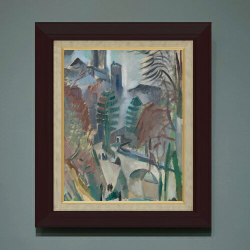 Rakuten - 【油絵 直筆仕上げ】ドローネー ラオンの風景 F6 【額入り】 絵画 販売 6号 油彩 抽象画 556×465mm 複製画 送料無料 プレゼント ギフト 開店祝い 開業祝い 退職祝い 新築祝い リビング 玄関 モダン アートフレーム 壁掛け