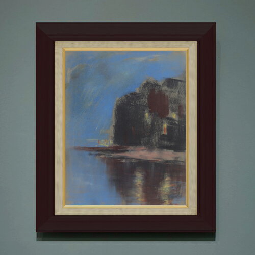 【油絵 直筆仕上げ】パルジャイ ブラックロックの下の青い湖 F6 【額入り】 絵画 販売 6号 油彩 抽象画 556×465mm 複製画 送料無料 プレゼント ギフト 開店祝い 開業祝い 退職祝い 新築祝い リビング 玄関 モダン アートフレーム 壁掛け