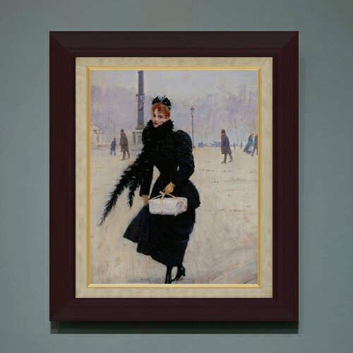 Rakuten - 【油絵 直筆仕上げ】ジャン・ベロー コンコルド広場のパリジェンヌ F6 【額入り】 絵画 販売 6号 油彩 人物画 556×465mm 複製画 送料無料 プレゼント ギフト 開店祝い 開業祝い 退職祝い 新築祝い リビング 玄関 モダン アートフレーム 壁掛け