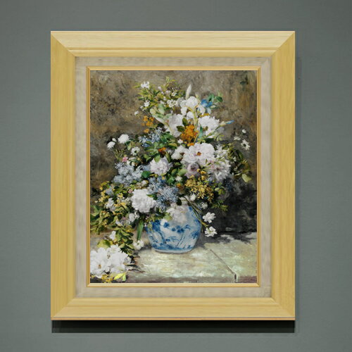 【油絵 直筆仕上げ】ルノワール 春のブーケ F6 【額入り】 絵画 販売 （ルノアール） 6号 油彩 静物画 556×465mm 複製画 送料無料 プレゼント ギフト 開店祝い 開業祝い 退職祝い 新築祝い リビング 玄関 モダン アートフレーム 壁掛け
