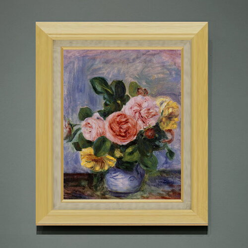 【油絵 直筆仕上げ】ルノワール バラの花瓶 F6 【額入り】 絵画 販売 6号 油彩 静物画 556×465mm 複製画 送料無料 プレゼント ギフト 開店祝い 開業祝い 退職祝い 新築祝い リビング 玄関 モダン アートフレーム 壁掛け
