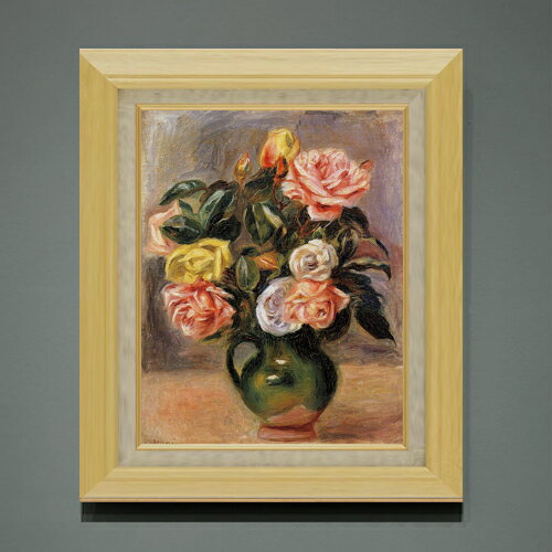 樂天商城 - 【油絵 直筆仕上げ】ルノワール ローズと花瓶 F6 【額入り】 絵画 販売 6号 油彩 静物画 556×465mm 複製画 送料無料 プレゼント ギフト 開店祝い 開業祝い 退職祝い 新築祝い リビング 玄関 モダン アートフレーム 壁掛け
