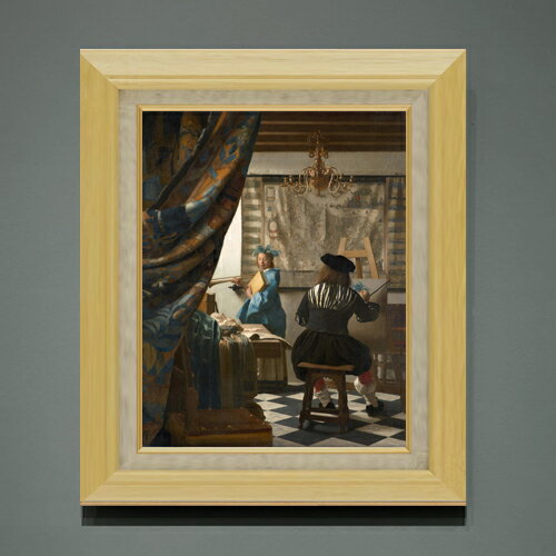 Rakuten - 【油絵 直筆仕上げ】フェルメール 絵画芸術 F6 【額入り】 絵画 販売 6号 油彩 人物画 556×465mm 複製画 送料無料 プレゼント ギフト 開店祝い 開業祝い 退職祝い 新築祝い リビング 玄関 モダン アートフレーム 壁掛け