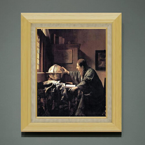Rakuten - 【油絵 直筆仕上げ】フェルメール 天文学者 F6 【額入り】 絵画 販売 6号 油彩 人物画 556×465mm 複製画 送料無料 プレゼント ギフト 開店祝い 開業祝い 退職祝い 新築祝い リビング 玄関 モダン アートフレーム 壁掛け