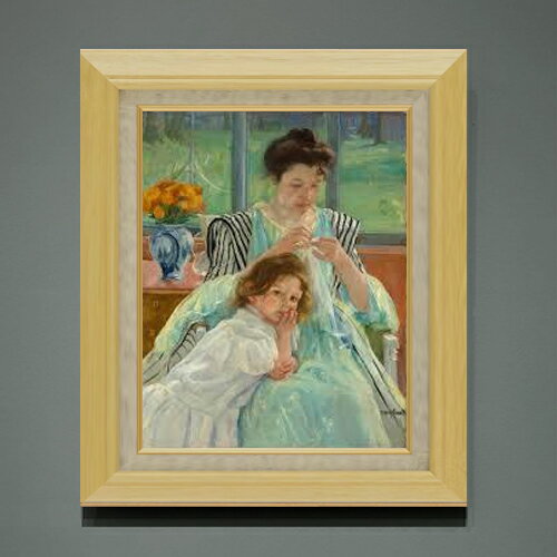 【油絵 直筆仕上げ】メアリー・カサット Young Mother Sewing F6 【額入り】 絵画 販売 6号 油彩 人物画 556×465mm 複製画 送料無料 プレゼント ギフト 開店祝い 開業祝い 退職祝い 新築祝い リビング 玄関 モダン アートフレーム 壁掛け