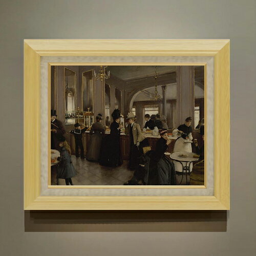Rakuten - 【油絵 直筆仕上げ】ジャン・ベロー La Patisserie Gloppe F6 【額入り】 絵画 販売 6号 油彩 風景画 556×465mm 複製画 送料無料 プレゼント ギフト 開店祝い 開業祝い 退職祝い 新築祝い リビング 玄関 モダン アートフレーム 壁掛け