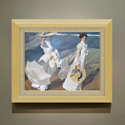 ソローリャ Strolling along the Seashore F6  絵画 販売 6号 油彩 人物画 556×465mm 複製画 送料無料 プレゼント ギフト 開店祝い 開業祝い 退職祝い 新築祝い リビング 玄関 モダン アートフレーム 壁掛け