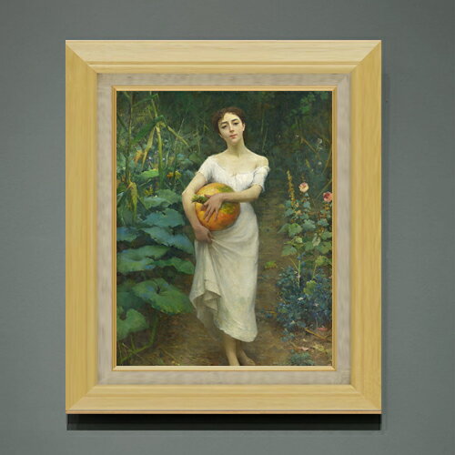 【油絵 直筆仕上げ】ファウストゾナロ Young Girl Carrying a Pumpkin F6 【額入り】 絵画 販売 6号 油彩 人物画 556×465mm 複製画 送料無料 プレゼント ギフト 開店祝い 開業祝い 退職祝い 新築祝い リビング 玄関 モダン アートフレーム 壁掛け